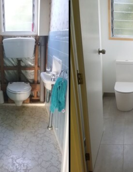 Isobel Rd toilet before and after